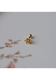 Resim Zarif Çiçek Helix Piercing Kıkırdak Cerrahi Çelik Gold Renk Renkli 