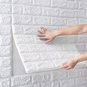 Resim 15 adet 3D Duvar Çıkartması Duvar Kağıdı Köpük Yumuşak Karolar, Minimalist Tuğla Desenli Duvar Çıkartmaları, Yıkanabilir Su Geçirmez Anti-küf ve Anti-leke 
