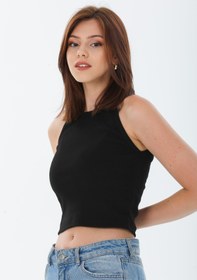 Resim PHIL HILL Kadın Siyah Kaşkorse Kolsuz Crop Bluz 