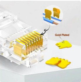 Resim Koodmax - 50adet - 3u" Gold Plated Cat6 Rj45 Konnektör 8p8c Ethernet Kablo Ucu Modüler Fiş Jak 