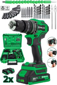 Resim ROBLAST 36V 5Ah Çift Bataryalı Çelik Mandren Profesyonel Darbeli Akülü Vidalama Şarjlı Matkap 