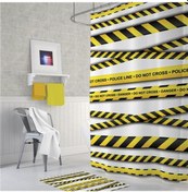Resim Zethome Tropik Police Line Banyo Duş Perdesi Tek Kanat 1X180X200 Çok Renkli 