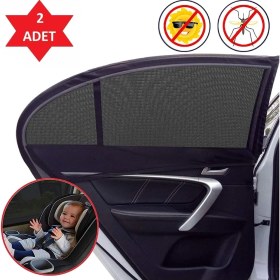 Resim ÖNÇ - PRİME 2'li Elastik Oto Yan Cam Bebek Güneşlik Araba Perdesi Sedan Uyumlu %98 Güneş Engelleyici 