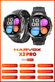 Resim ROXİVA Harvox X2 Pro Tank Outdoor Çift Kordon Sesli Arama Görüşme Amoled Ekran Profosyonel Akıllı Saat 