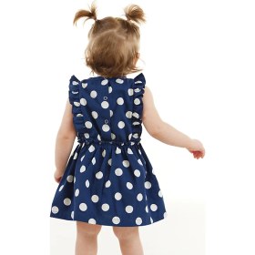 Resim Denokids Puanlı Çilek Kız Bebek Poplin Elbise 