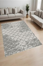 Resim Rovigo Dijital Baskı Yıkanabilir Kaymaz Taban Salon Halısı Ve Yolluk RV173-FNL480, Gri, 50 x 80 