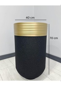 Resim Elegant Dekoratif Eskitme Darbuka Siyah Saksı 70cm 