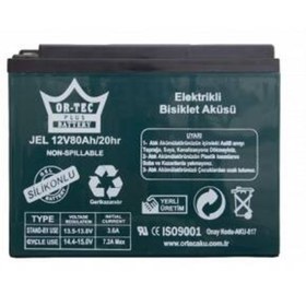 Resim Ortec 12v 80ah Jel Elektrikli Bisiklet Aküsü Yatık 