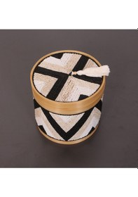 Resim Bali Boncuklu Bambu Saklama Kutusu L 20x20 Cm Beyaz 
