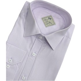 Resim Klasik %100 Cotton Uzun Kollu Terletmeyen Kışlık Flanel Kumaş Lila Gömlek Regular Kalıp -10444 Lila 