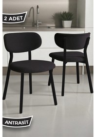 Resim Canisa Toldy Serisi 2 Adet Antrasit Bukle Kumaş Mutfak Sandalyesi Siyah Metal Ayak Antrasit Sandalye Ayaklar Siyah 