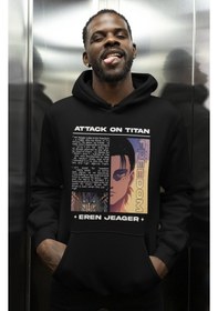 Resim Sevbano Eren Yeager Baskılı Unisex Oversize Attack On Titan Anime Karakte Siyah 