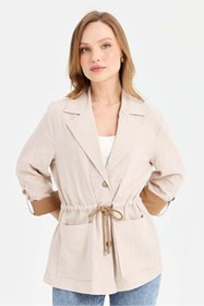 Resim Desen Kadın Ceket 26YDSNKMY24077 - Taş / XL 