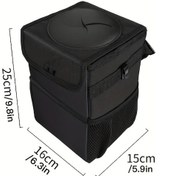 Resim Elmpaly Yüksek Kaliteli Kapaklı Araç Çöp Kutusu Siyah Polyester Çok Amaçlı Askılı Çöp Ve Saklama Torbası 