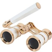 Resim Nefis Işlemeli, Tiyatro / Opera Dürbünü 3x25 Prinç Metal Kaplamalı Retro Beyaz 
