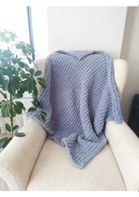 Resim Puffy El Örgü Bebek Battaniye Gri 