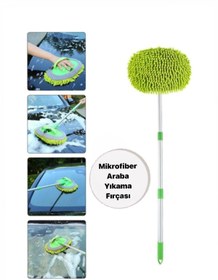 Resim Mi-ÇA HOME Çok Fonksiyonlu 2 in1 Mikrofiber Araba Yıkama Fırçası Teleskopik Uzun Saplı Detay Fırçası Oto Mopu 