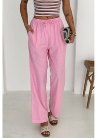 Resim Kadın Bol Kesim Yazlık Pantolon Sky Drift Pembe 