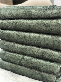 Resim Koltuk Çekyat Örtüsü Haki Damar Desenli Kaymaz Taban Süngerli Üst Kumaş Kadife 