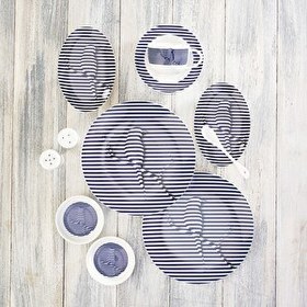 Resim Emsan Denizci Kuş 3D 32 Parça 6 Kişilik Porselen Kahvaltı Servis Takımı 