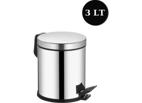 Resim 3 Litre Metal Paslanmaz Çöp Kovası, Pedallı, Banyo ve Mutfak Için 