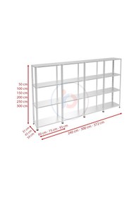 Resim Raf Burada 4 Katlı 4'lü Galvaniz Çelik Raf - Depo, Arşiv, Kiler, Dosya, Market Rafı-43x75 cm-150 cm-1.50 mm 