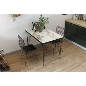 Resim Rehber Mobilya Aksesuar Arya 60x90 Iki Kişilik Yemek Masa Takımı,mutfak Masası, Cafe Masası Beyaz Mermer 