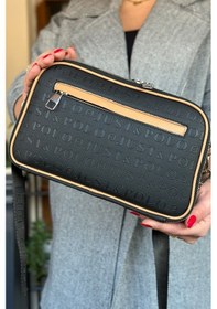 Resim Jps-kadın 5 Bölmeli Ayarlanabilir Uzun Askılı Omuz Çantası 6 Bölmeli 28 X18 Cm 4023-jp - Siyah Taba Siyah - Taba 