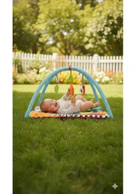 Resim Jungle Play Halısı Bebek Aktivite Halısı Oyuncaklı Oyun Halısı Minderi Mavi 