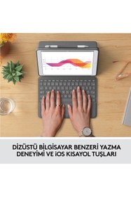Resim logitech Combo Touch 10.2" iPad 7. 8. ve 9. Nesil ile Uyumlu Çok Yönlü Türkçe Klavyeli Kılıf, Gri 920-009995 