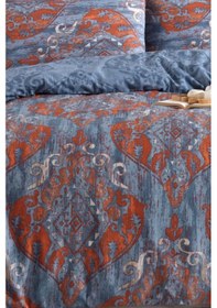 Resim Kolay Ütülenir Nevresim Takımı Tek Kişilik Hitit Lacivert Lacivert 