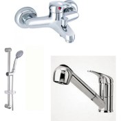 Resim ARÇE Mix Spiralli Mutfak Ve Banyo Bataryası + Sürgülü Duş Takımı 