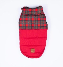Resim Pawstar Kırmızı Elgin Paws Su İtici Küçük Irk Köpek Puf Yelek Yağmurluk 