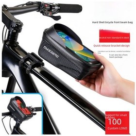 Resim Mufunye Dağ Bisikleti Ön Kiriş Çantası, Eva Sert Kabuk, Hızlı Açma, Logolu Siyah Çok Renkli 