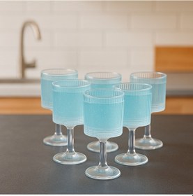 Resim 6 Lı Cam Ayaklı Kahve Yanı Su Bardağı Bardak 85ml 