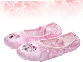 Resim VALICLUD Kız Bale Dans Ayakkabıları 32 Numara Süet Olmayan Taban Esnek Kemer Nakışlı Payetli Yoga Ayakkabıları 
