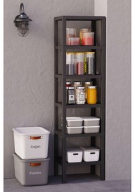 Resim Shelf 6 Katlı Düzenleyici Plastik Raf Ünitesi Siyah, Kitaplık, Mutfak, Banyo Rafı Dolabı, Saksılık Siyah 