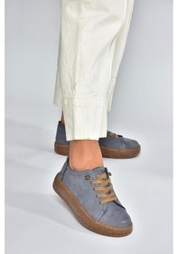 Resim Fox Shoes V999060501 Mavi Hakiki Deri Nubuk Kadın Spor Ayakkabı Sneakers Mavi-nubuk 