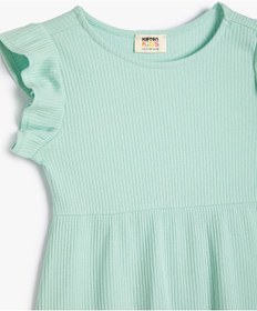 Resim Koton Elbise Mini Boy Basic Kolsuz Fırfırlı Yuvarlak Yaka Ribanalı Pamuklu Yeşil 3skg80048ak 3SKG80048AK786 Yeşil 