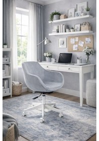 Resim Monoko Beyaz Ayaklı Çalışma Sandalyesi Gri 