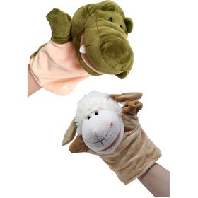 Resim Kukla Ağzı Hareket Edebilen Peluş 2'li Kukla - Timsah-kuzu 