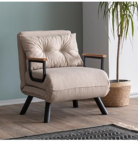 Resim Pafu Sando Tekli Katlanır Yataklı Koltuk Keten Krem Krem 