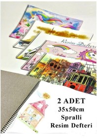 Resim Resim Çantası 35x50 Cm Resim Defteri Palet Fırça Seti 1 Paket Mavi Resim Proje Çantası Fermuarlı Kulplu 37x54 Cm 