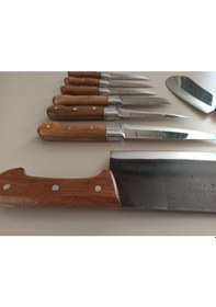 Resim Lazoğlu 8 Parça Kasap Kurban Mutfak Bıçak Seti Satır Bıçağı 