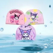 Resim 1 Adet Sanrio Karakterli Yüzme Bone - Kurumi Kawaii Tarzı, Uzun Saç ve Kulak Koruma Tasarımı, Su Geçirmez, Dış Mekan Eğlencesi İçin Mükemmel, Arkadaşlar ve Aile için Doğum Günü veya Hediye Seçimi! 
