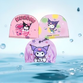 Resim 1 Adet Sanrio Karakterli Yüzme Bone - Kurumi Kawaii Tarzı, Uzun Saç ve Kulak Koruma Tasarımı, Su Geçirmez, Dış Mekan Eğlencesi İçin Mükemmel, Arkadaşlar ve Aile için Doğum Günü veya Hediye Seçimi! 