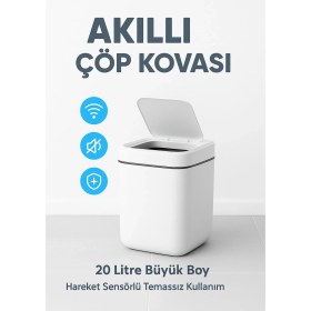 Resim Aesco 20L Akıllı Sensörlü Çöp Kovası Uv Işık Koku Geçirmez Mutfak Banyo Wc Ofis 