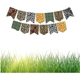 Resim Safari Konsept Zikzak Banner Doğum Günü Dekorasyon Banner 