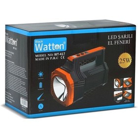 Resim Led Şarjlı El Feneri 25w Wt-417 Siyah 