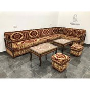 Resim Sultan Sedir Osmanlı Şark Köşesi - 240cm 370cm L Köşe Takımı (2 Sehpa + 2 Puf) - Yerleşim Planını Bildiriniz 